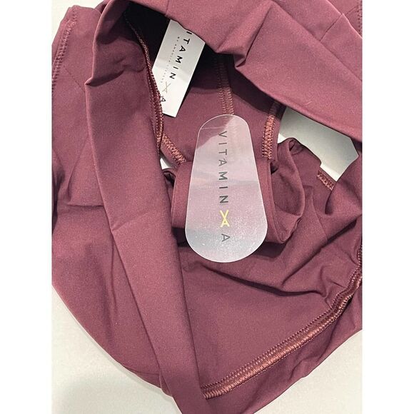 Vitamin A Womens Elena High Waisted Bikini Bottom Bathing Suit Swim Burgundy 14 - Picture 7 of 12